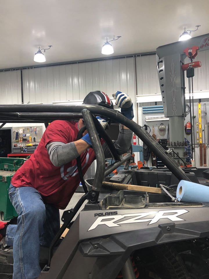 Welding structure for roll cage on Polaris RZR Turbo S Custom UTV SEMA Build